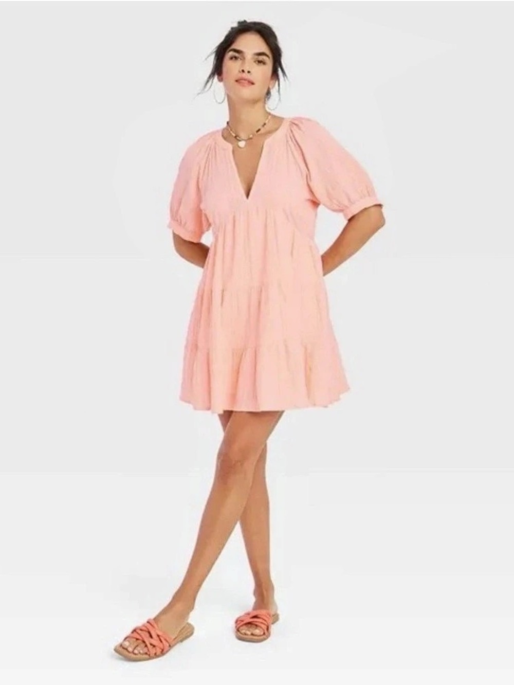 Universal Thread Peach pink / coral Tiered sundress XL